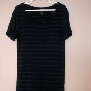 Forever 21 Navy and Green Striped Shirt